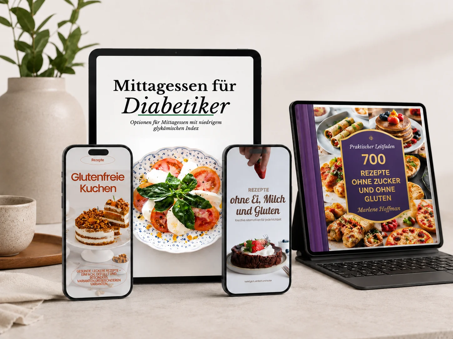 Tablet zeigt eine geöffnete Rezeptseite aus dem Kochbuch